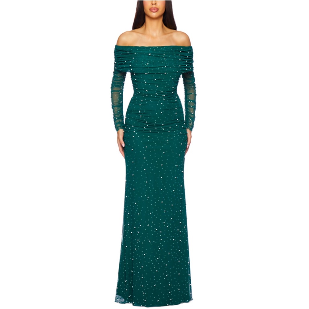 Embellished off the shoulder dress